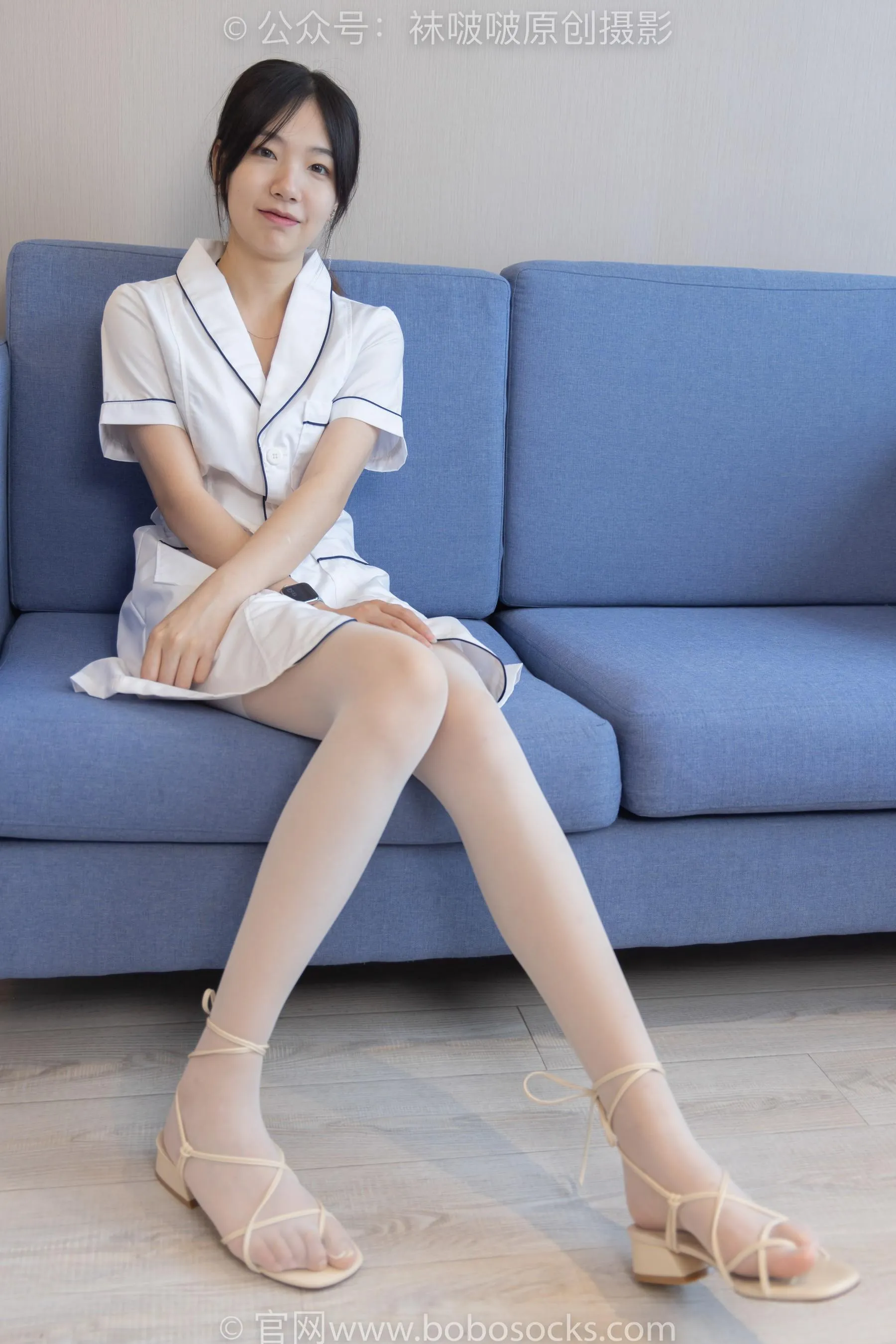 [BoBoSocks袜啵啵]NO.206 小甜豆-绑带凉鞋、白丝大腿袜、小护士服 [89P]插图2